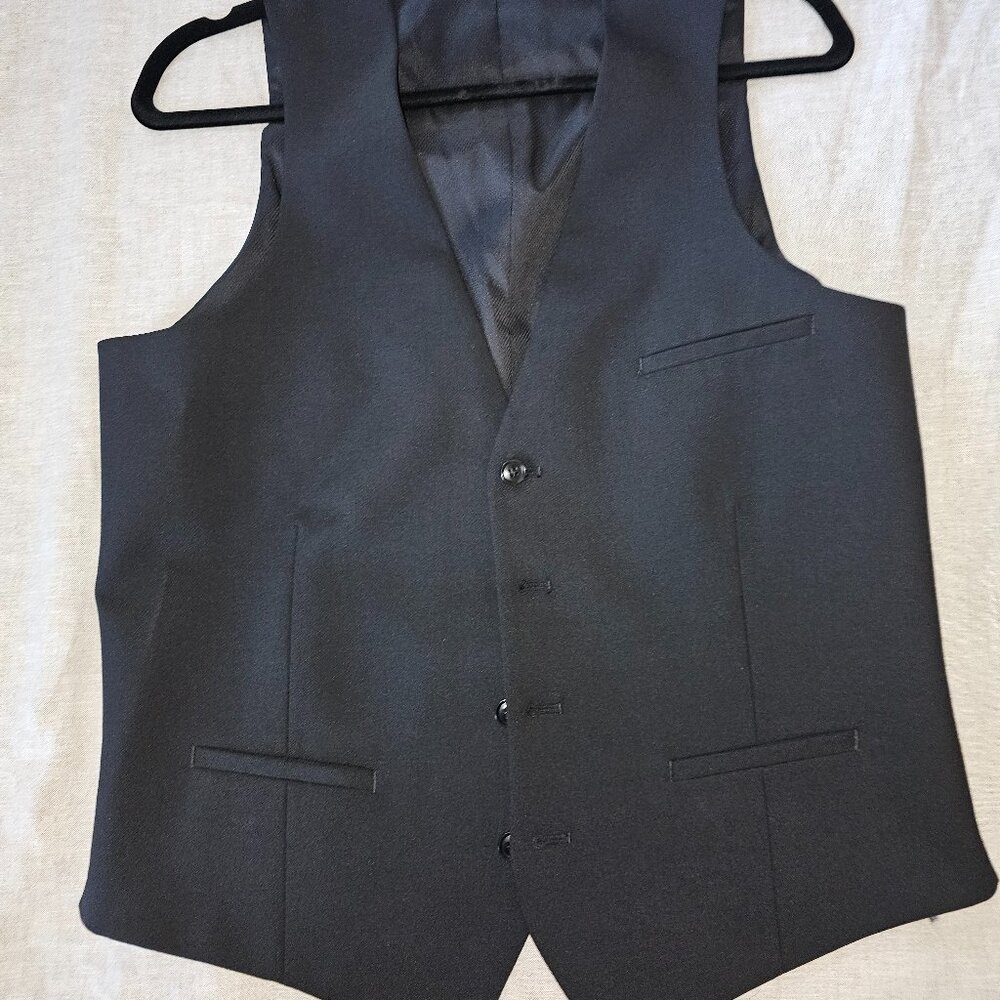 Black Slim Fit Vest Size Small | Tailored Dress Waistcoat | Unisex Formal Layer